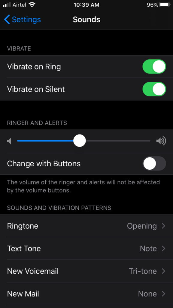 Sound & Vibration Settings