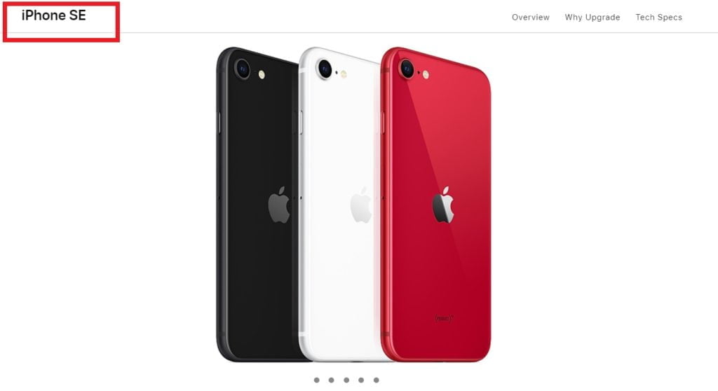 iPhone SE on Apple Website