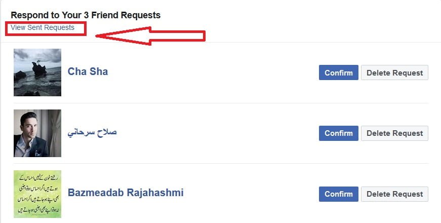 View Sent Requests On Facebook