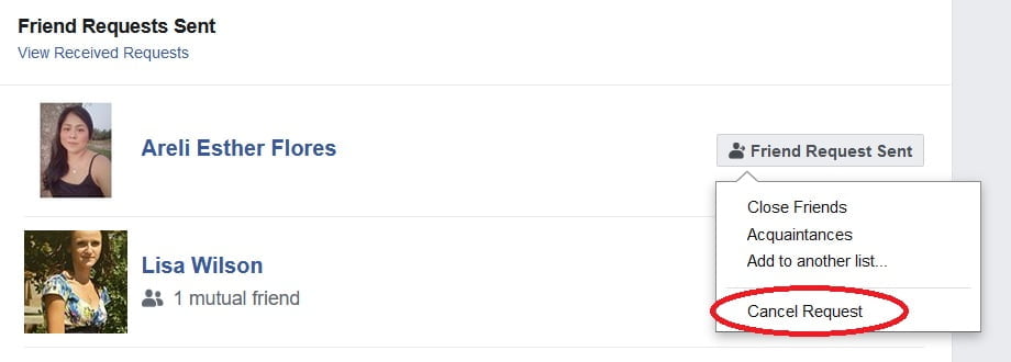 Cancel Pending Friend Request On Facebook